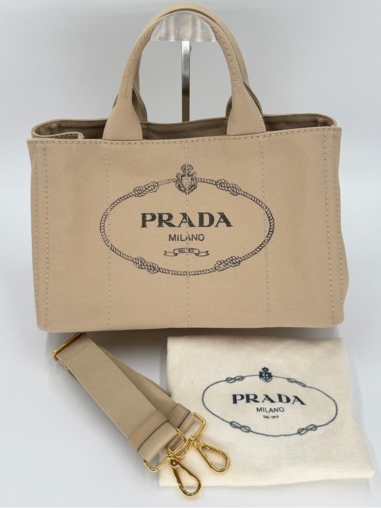 Prada Handbags - Prada Canapa Large Khaki Tote w/Dust Bag and Entrupy COA Very Good Condition